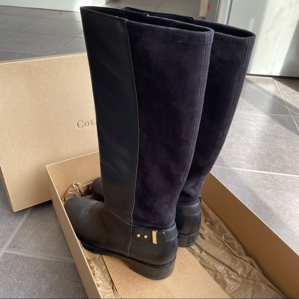 Cole Haan black leather Adler tall boots